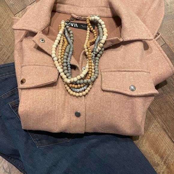 Zara Women’s Button Front Wool Look Shacket L Long Sleeve Pockets - Picture 10 of 10